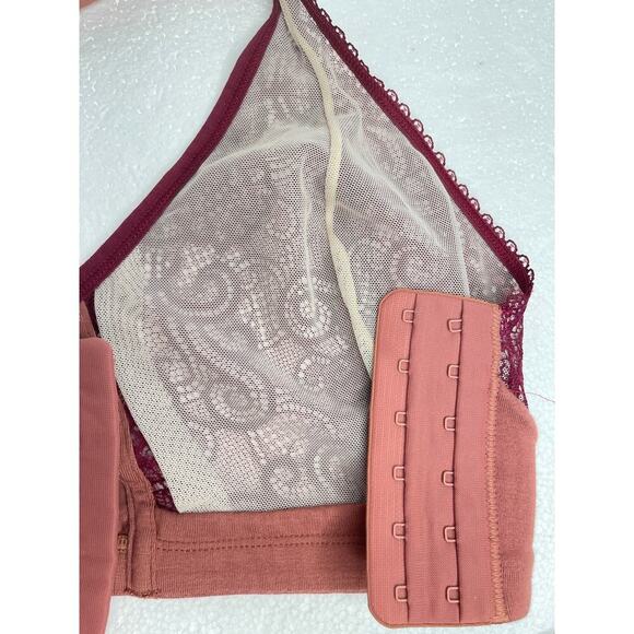 Anaono JamieLee NEW pocketed front closure lace bra size Large Wine - Picture 7 of 8